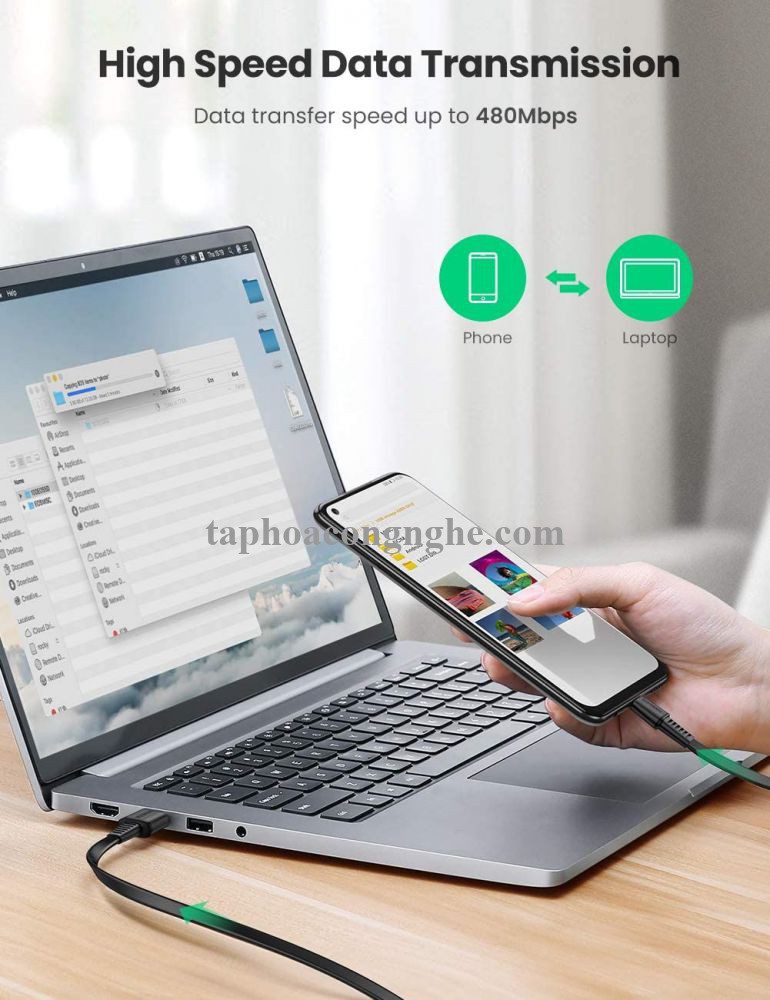 Ugreen 10971 0.5M màu đen usb type c 2.0 cáp sạc và truyền dữ liệu từ máy tính ra điện thoại US332 30010971